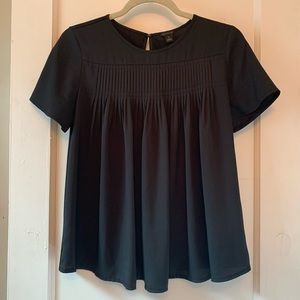 Ann Taylor Black Ruched Dress Shirt